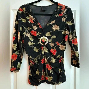 VTG Y2K Floral Baroque Blouse Top Cinched Vintage Flowers Fairy Whimsicalgoth